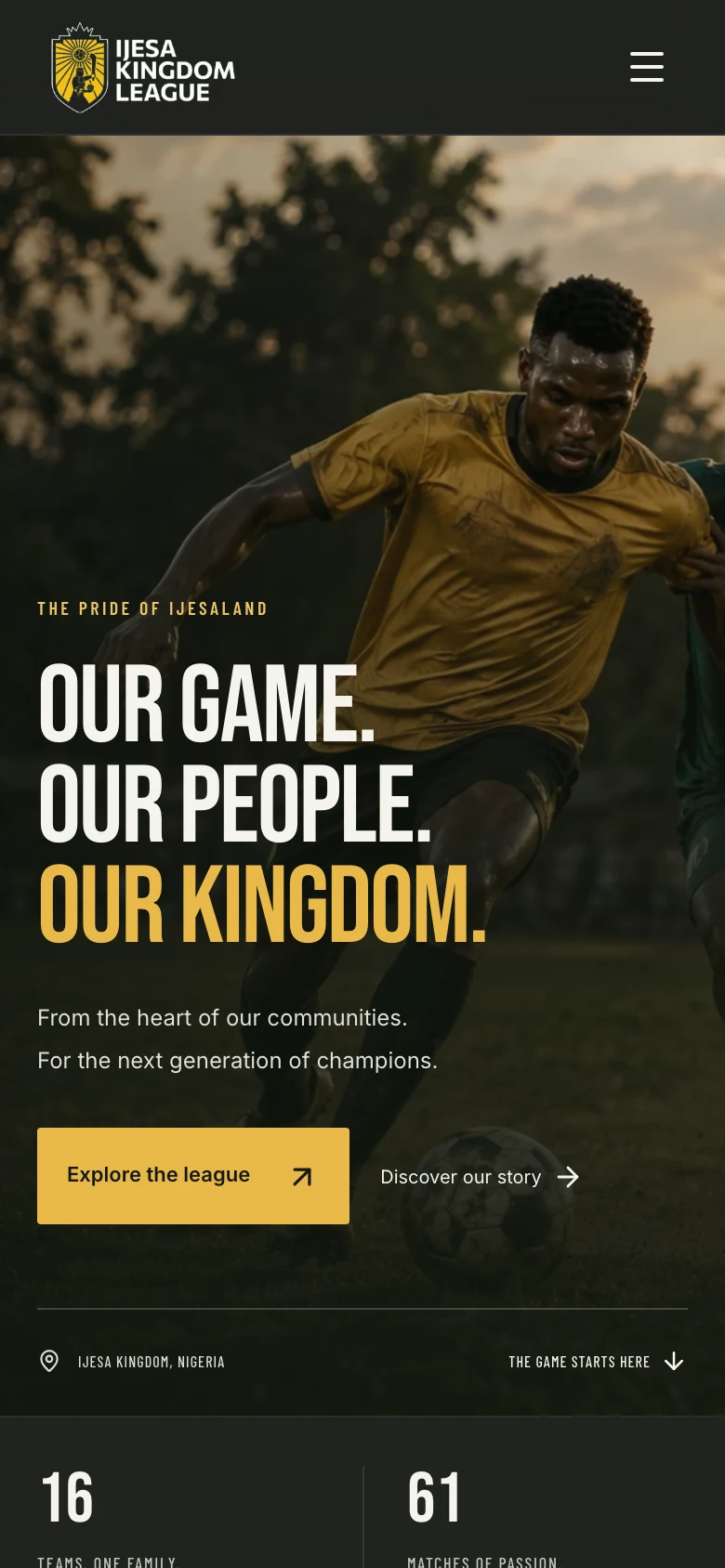 Ijesa Kingdom League — mobile website screenshot 1